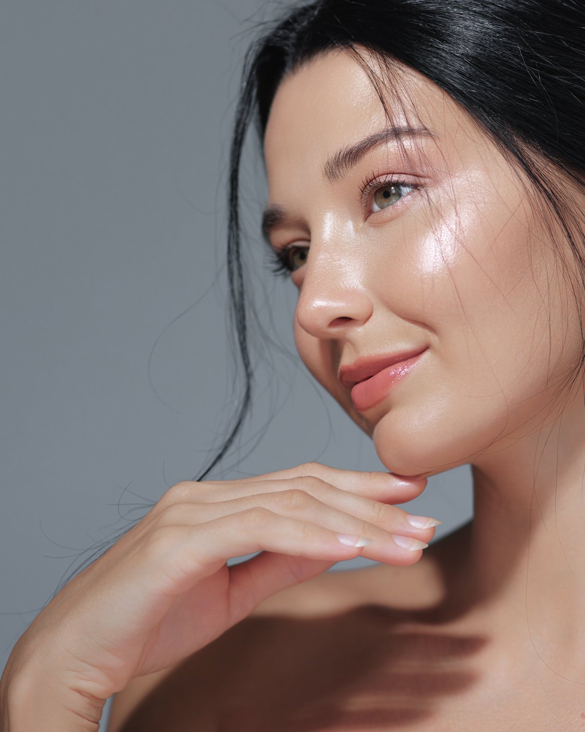 beautiful woman with glowing radiant skin