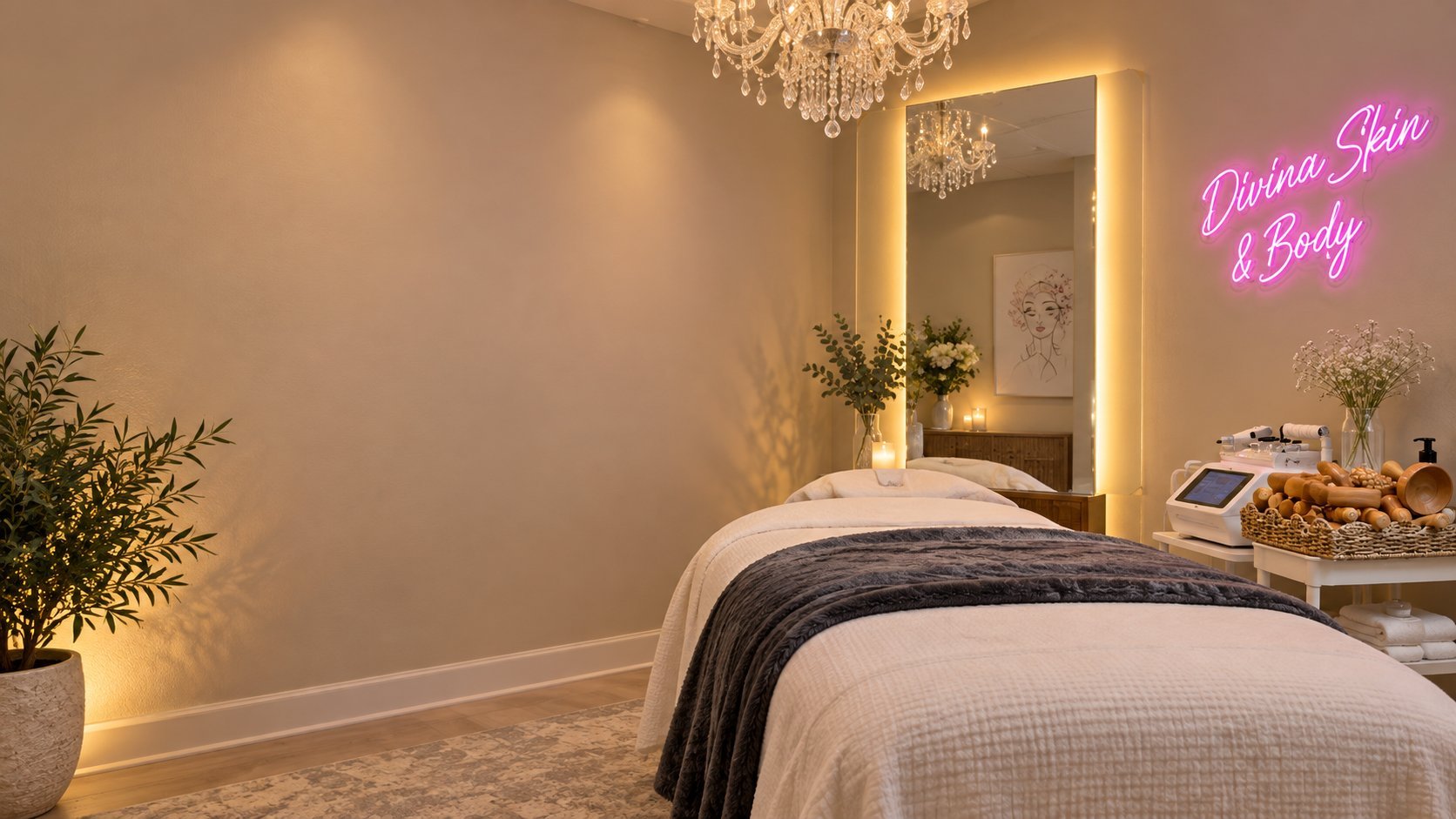 Divina Skin & Body treatment room for post-op massage and lymphatic drainage in Sarasota